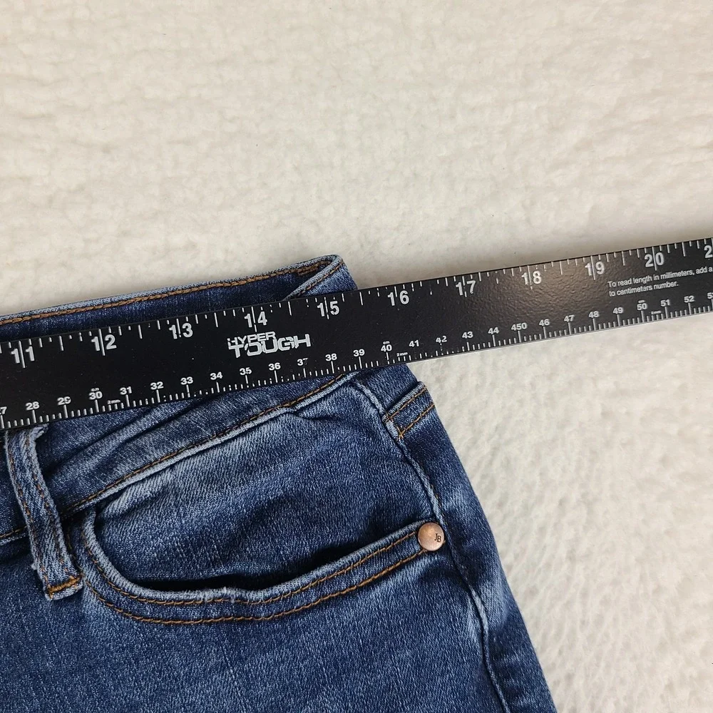 Judy Blue Jeans Womens 13/31 Blue Wide Leg Crop Fray Dark Wash Denim